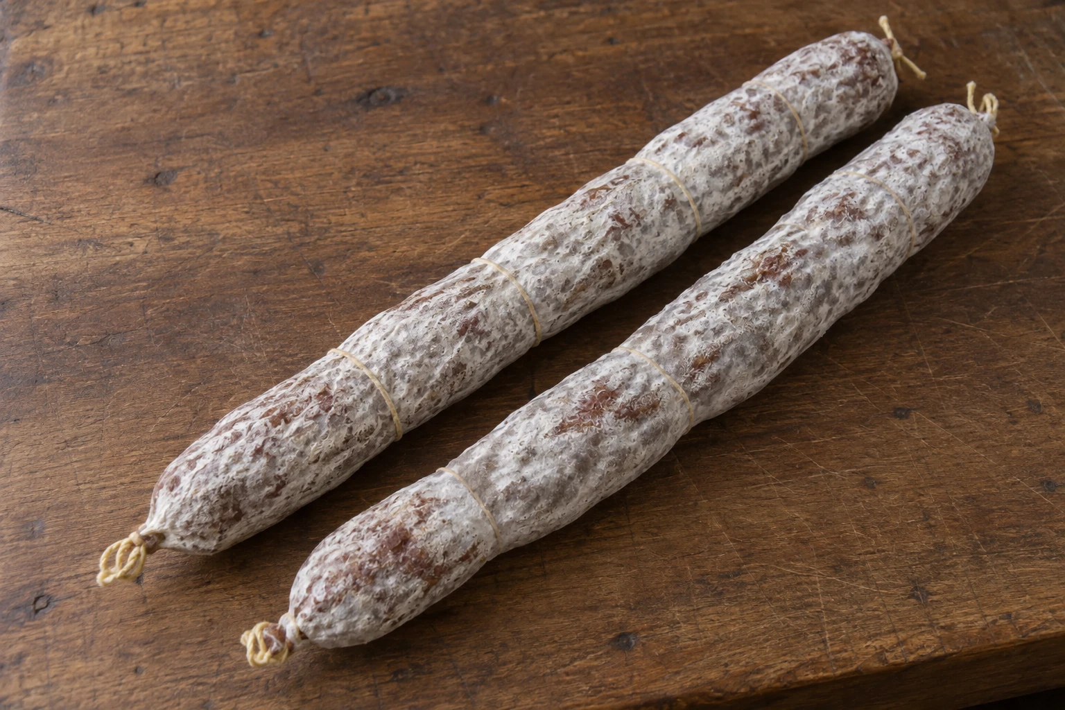 Piezas de Salame Típico de Colonia Caroya con su atado característico